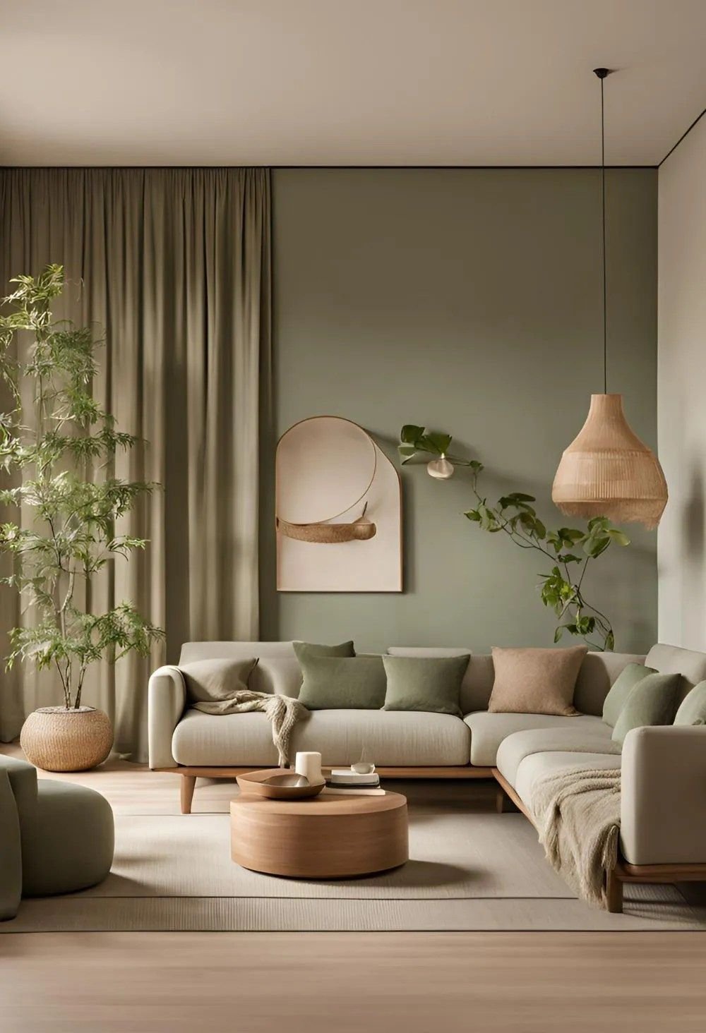 Minimalist bedroom with warm earth tones and natural light