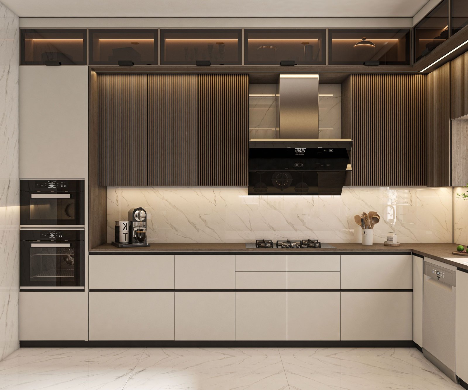 L-shaped modular kitchen